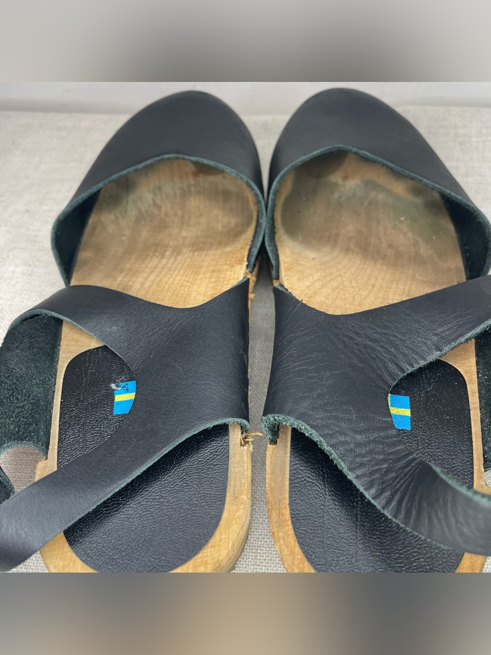 MIA - Sophia Black Leather Wooden Clogs - Picture 9 of 12